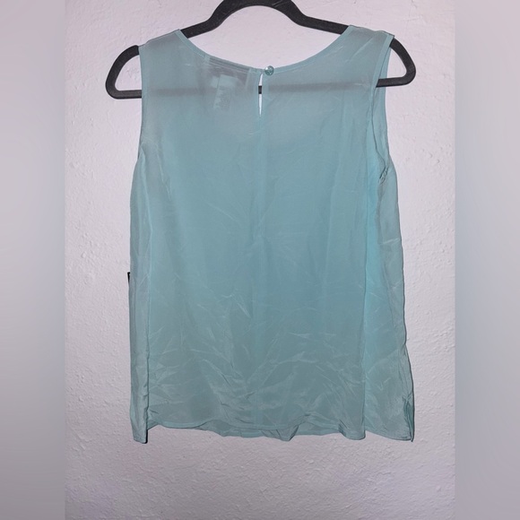 Diane Gilman 100% Silk Aqua Tank with Sequins size Small - Picture 3 of 4